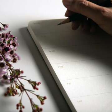 Pinesman - Elegant Weekly Planner Notepad, Undated, 11.22" x 7.87", 52 Sheets (Whole Year), Gold Foi...