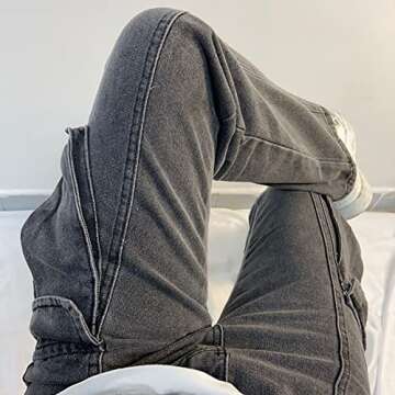 Women's Y2k Wide Leg Boyfriend Jeans High Waisted Baggy Flap Pocket Relaxed Fit Cargo Jeans Streetwear Loose Denim Pants L# Grey X-Small