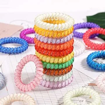 DED Spiral Hair Ties - 24 Colorful, Crease-Free Hair Bands
