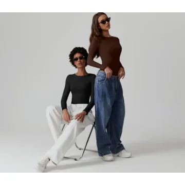 QINSEN Soft Stretchy Long Sleeve Bodysuit for Women