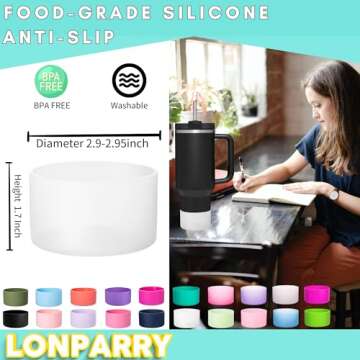 LONPARRY 2-Pack Silicone Boot for Stanley 40 30 oz Quencher Adventure Tumbler, Stanley IceFlow 30 20 oz, Stanley Cup Protector Accessories Clear