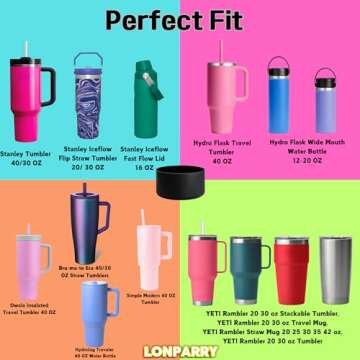 LONPARRY 2-Pack Silicone Boot for Stanley 40 30 oz Quencher Adventure Tumbler, Stanley IceFlow 30 20 oz, Stanley Cup Protector Accessories Clear