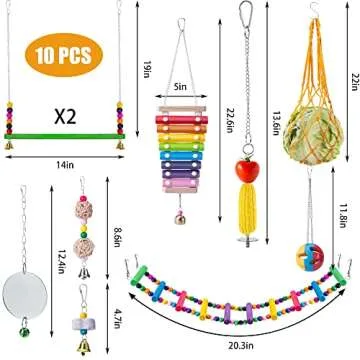 EBaokuup 10PCS Chicken Toys for Hens, Chicken Xylophone Toy, Chicken Bridge Swing Toys, Chicken Peck...