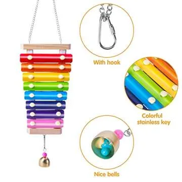 EBaokuup 10PCS Chicken Toys for Hens, Chicken Xylophone Toy, Chicken Bridge Swing Toys, Chicken Pecking Toys, Chicken Mirror Toys and Vegetable Hanging Feeder for Chicken Hens