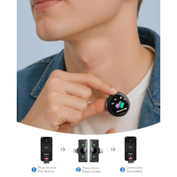 LID LIRDDY Mini Wireless Lavalier Microphone - Professional Noise Cancelling Lapel Mic for iPhone/An...