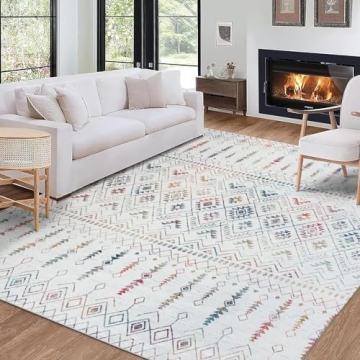 ReaLife Machine Washable Area Rug - Living Room Bedroom Bathroom Kitchen Entryway Office - Padded Lo...