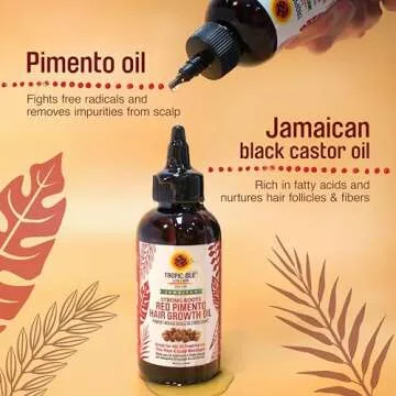 Tropical Isle Living Strong Roots Red Pimento Hair Growth Oil 4oz - Natural Moisturizing Treatment for Itchy, Dry Scalp and Promote Hair Growth, Prevent Dundruffs with Jamaican Black Castor Oil