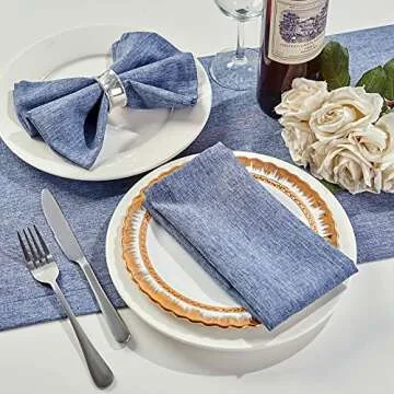 Mebakuk Cloth Napkins Set of 6, Premium 17 x 17 Inch Solid Washable Linen Style Napkins, Soft Table ...