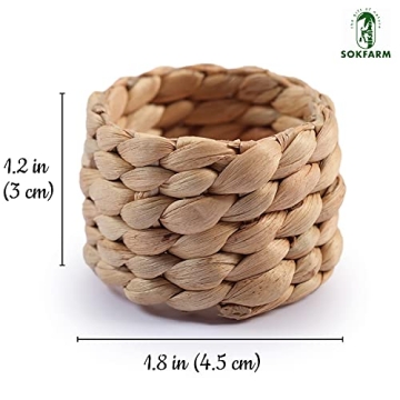 Elegant Round Woven Napkin Rings Set of 12 - Rustic Charm