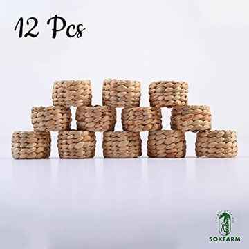 Elegant Round Woven Napkin Rings Set of 12 - Rustic Charm