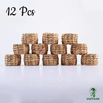 Elegant Round Woven Napkin Rings Set of 12 - Rustic Charm
