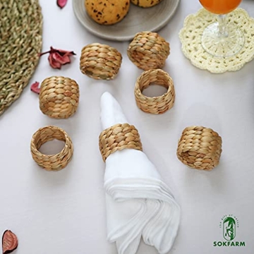 Elegant Round Woven Napkin Rings Set of 12 - Rustic Charm