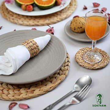 Elegant Round Woven Napkin Rings Set of 12 - Rustic Charm