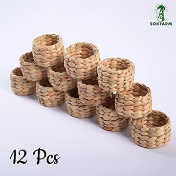 Elegant Round Woven Napkin Rings Set of 12 - Rustic Charm