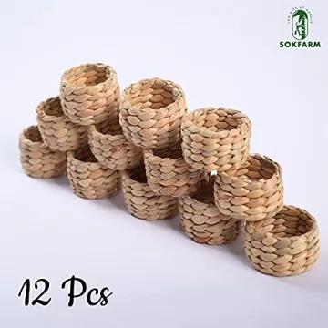 Elegant Round Woven Napkin Rings Set of 12 - Rustic Charm