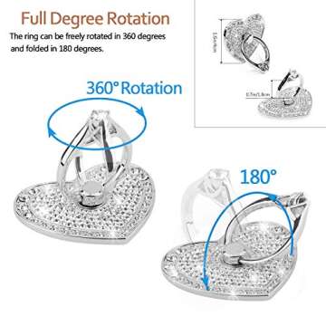 Cell Phone Finger Ring Stand with Sparkly Diamond, Nsiucion Heart Phone Ring Kickstand Holder [Washa...