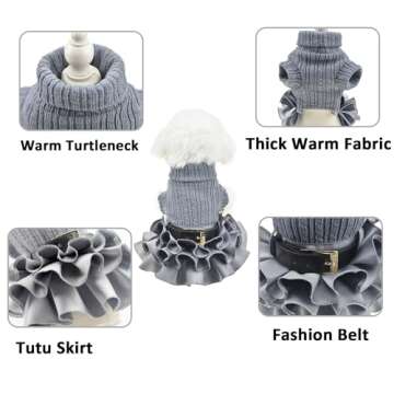 FLAdorepet Winter Dog Christmas Sweater Dress for Small Pets