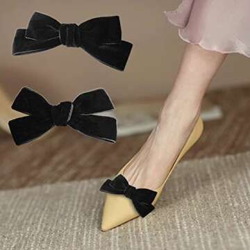 Elegant Velvet Bow Shoe Charms - Perfect for Any Occasion