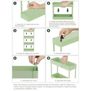 LEHOM Slim Storage Cart - 4 Tiers Mobile Organizer