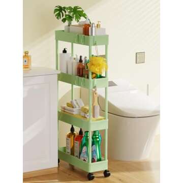 LEHOM Slim Storage Cart - 4 Tiers Mobile Organizer