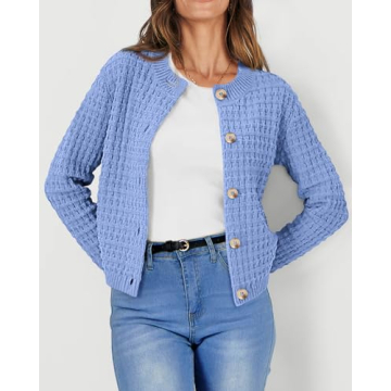 PRETTYGARDEN Women's Cotton Knit Cardigan Sweater