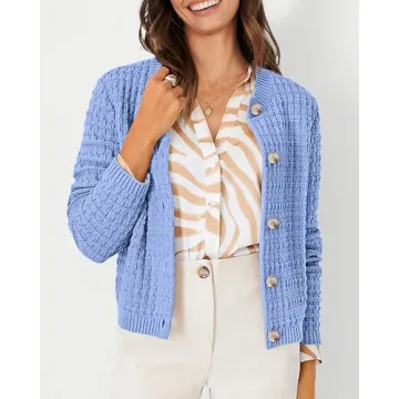 PRETTYGARDEN Women's Cotton Knit Cardigan Sweater