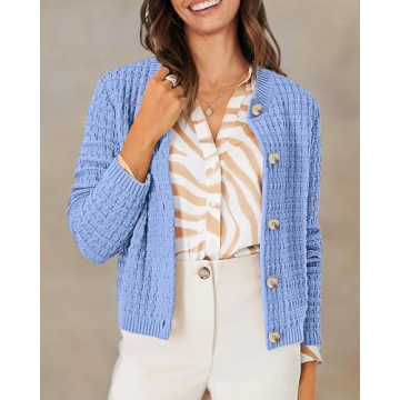 PRETTYGARDEN Women's Cotton Knit Cardigan Sweater