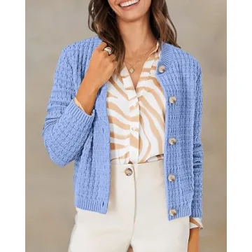 PRETTYGARDEN Women's Cotton Knit Cardigan Sweater