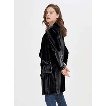 Futurino Women's Velvet Jacket with Pockets - Chic Outerwear