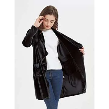 Futurino Women's Velvet Jacket with Pockets - Chic Outerwear