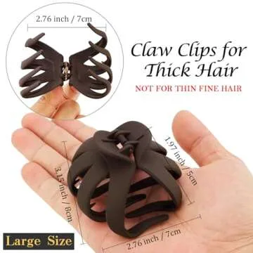 Atoden Hair Clips, 5Pcs Octopus Matte Hair Claws for Women, Large 3.15" Hair Clips for Thick Hair, Non-slip Jaw Clips, Hair Accessories