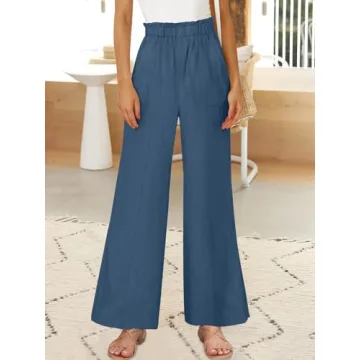 ANRABESS Womens Linen Palazzo Pants for Summer Style