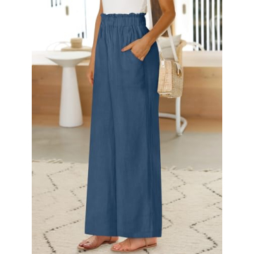 ANRABESS Womens Linen Palazzo Pants for Summer Style