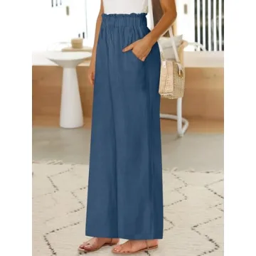 ANRABESS Womens Linen Palazzo Pants for Summer Style
