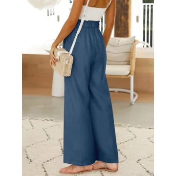 ANRABESS Womens Linen Palazzo Pants for Summer Style