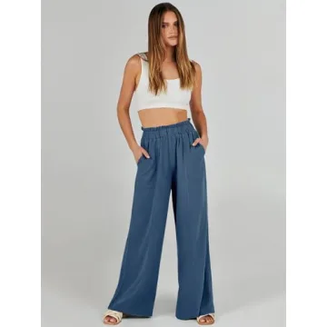 ANRABESS Womens Linen Palazzo Pants for Summer Style