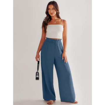 ANRABESS Womens Linen Palazzo Pants for Summer Style