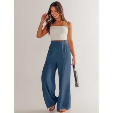 ANRABESS Womens Linen Palazzo Pants for Summer Style