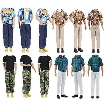 E-TING Doll Clothes Set with Trench Coat & Casual Outfits
