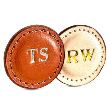 Personalized Golf Ball Markers (Natural, Set of 2) - Golf Gifts for Men - Monogrammed Initial Custom...