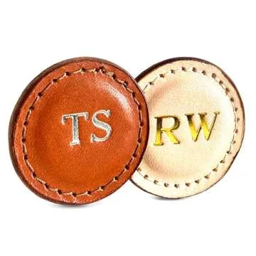 Personalized Golf Ball Markers (Natural, Set of 2) - Golf Gifts for Men - Monogrammed Initial Custom...