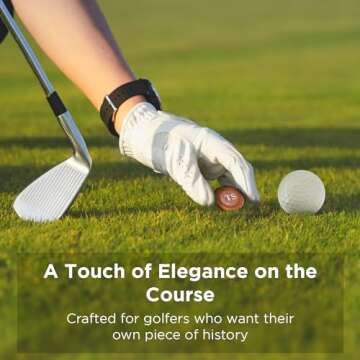 Personalized Golf Ball Markers (Natural, Set of 2) - Golf Gifts for Men - Monogrammed Initial Custom Golf Markers w/Full Grain Genuine Leather - Father’s Day Gift for Golf Lover - Cool Golf Accessori