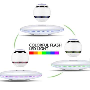 Infinity Orb Magnetic Levitating Speaker Bluetooth 4.0 LED Flash Wireless Floating Speakers with Microphone and Touch Buttons (White)