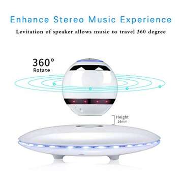 Infinity Orb Magnetic Levitating Speaker Bluetooth 4.0 LED Flash Wireless Floating Speakers with Microphone and Touch Buttons (White)