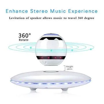 Infinity Orb Magnetic Levitating Speaker Bluetooth 4.0 LED Flash Wireless Floating Speakers with Microphone and Touch Buttons (White)