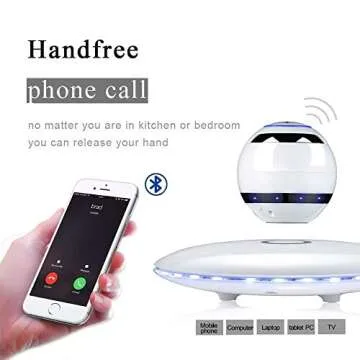 Infinity Orb Magnetic Levitating Speaker Bluetooth 4.0 LED Flash Wireless Floating Speakers with Microphone and Touch Buttons (White)