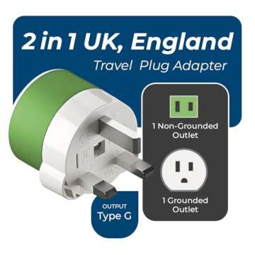 OREI UK, Ireland, Dubai Power Plug Adapter with 2 USA Inputs - Travel 3 Pack - Type G (US-7) Fuse Protected - Use with Cell Phones, Laptop, Camera Chargers, CPAP, and More
