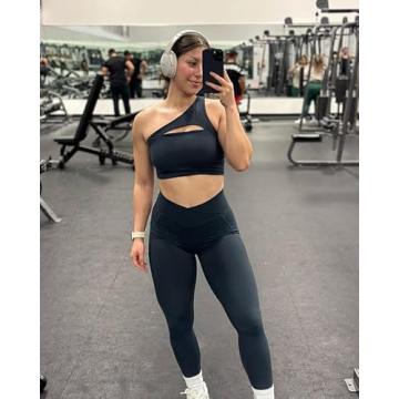 Aoxjox Women's One Shoulder Workout Top for Fitness
