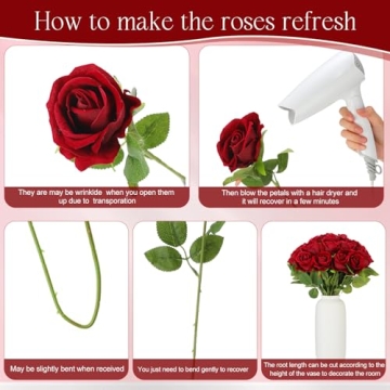 50 Pcs Burgundy Artificial Roses for Home and Weddings