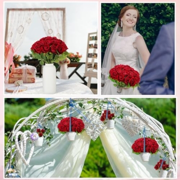 50 Pcs Burgundy Artificial Roses for Home and Weddings